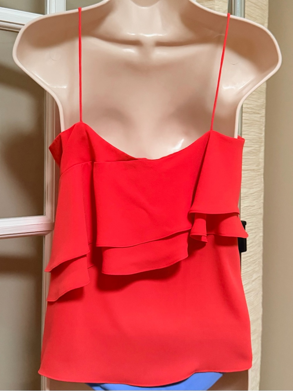 J. Crew Red Layered Ruffle Tank Top - Picture 2 of 3